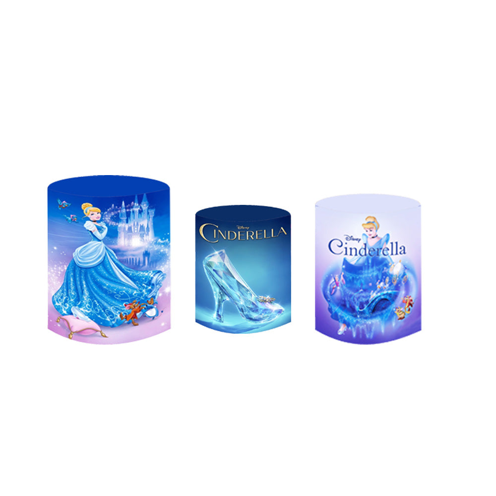 Custom Cinderella Round Backdrop Cover Princess Cylinder Plinth Covers