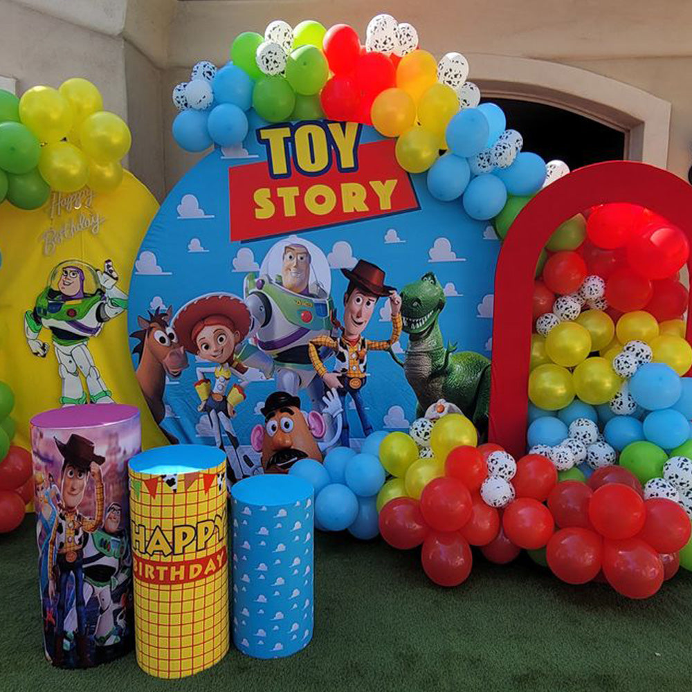 Custom Toy Story Round Photo Backdrop Cover Cylinder Plinth Covers
