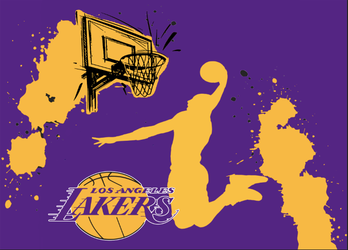 Telón de fondo de baloncesto personalizado de los Lakers, pancarta morada y amarilla