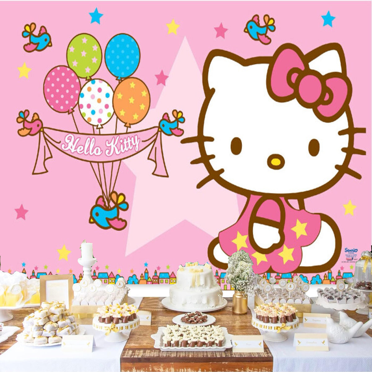 Custom Hello Kitty Photo Backdrop Banner for Girl