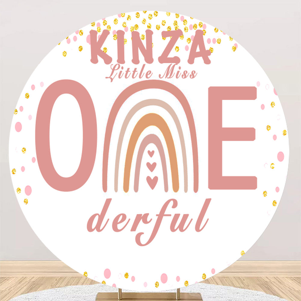 Couverture d'arrière-plan de Photo de fête prénatale personnalisée avec nom, couverture ronde de fond de cercle de fête de 1er anniversaire