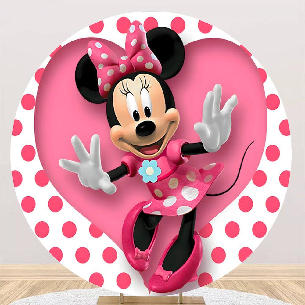 Custom Minnie Mouse Round Backdrop Cover for Girl