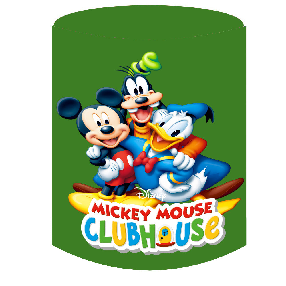 Custom Mickey Mouse Club House Round Photo Backdrop Cylinder Plinth Covers
