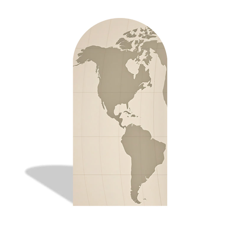 Custom World Map Photo Backdrop Cover Around the World Travel Arch Double Side Elastic Cover