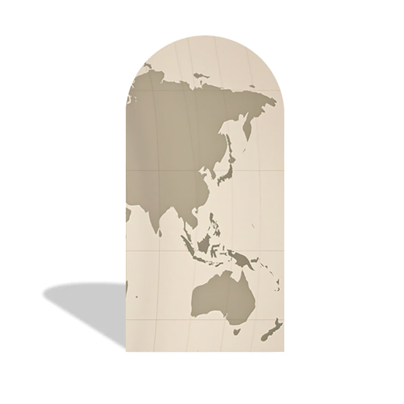 Custom World Map Photo Backdrop Cover Around the World Travel Arch Double Side Elastic Cover