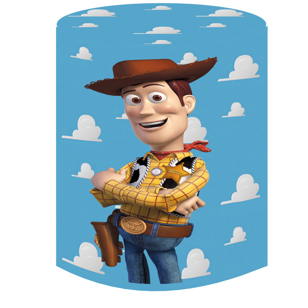 Custom Toy Story Round Photo Backdrop Covers Circle Background Cylinder Plinth Covers