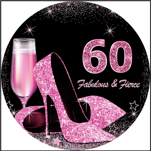 Personaliza Fondo para Fotos de 60 Cumpleaños para Mujer Rosa Tacones Telón de Fondo Redondo de Cumpleaños Cubierta de Fondo Redondo para Fiesta de Cumpleaños