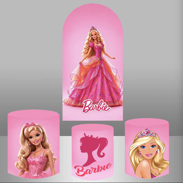 Custom Barbie Arch Double Side Elastic Covers Cylinder Plinth Covers