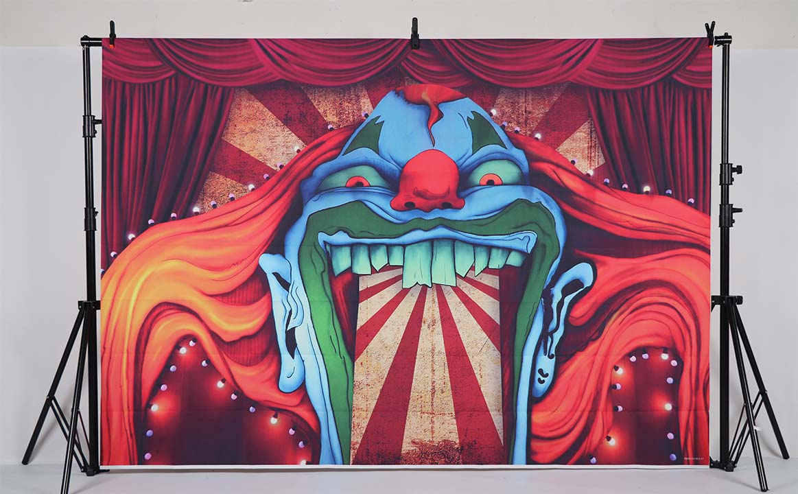 Horror Circus Theme Halloween Photo Backdrop Giant Evil Clown Banner