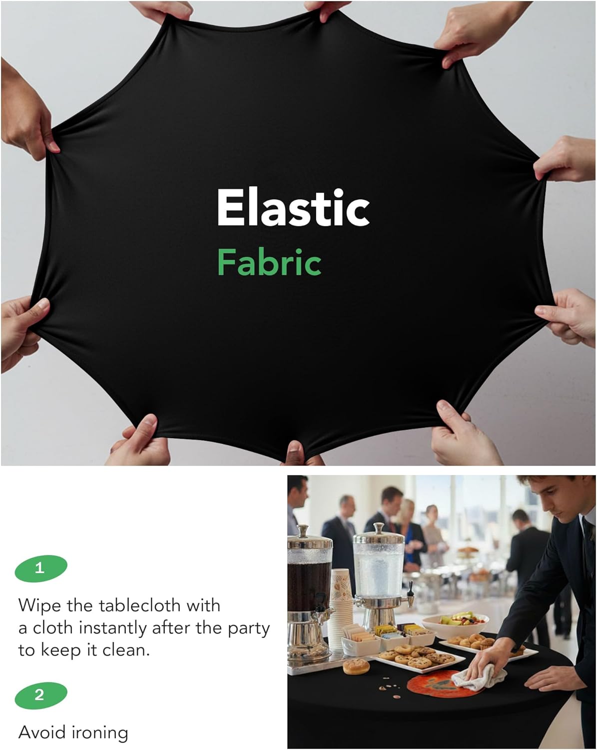 Cocktail High Top Table Covers Fitted Spandex Round Cocktail Tablecloth for Bar Height Standing Table Cloths Reusable, for Party Wedding Banquet Event Decorations