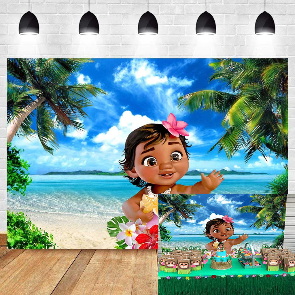 Custom Moana Photo Backdrop Baby Shower Birthday Party Photography  Background Photo Booth Decors