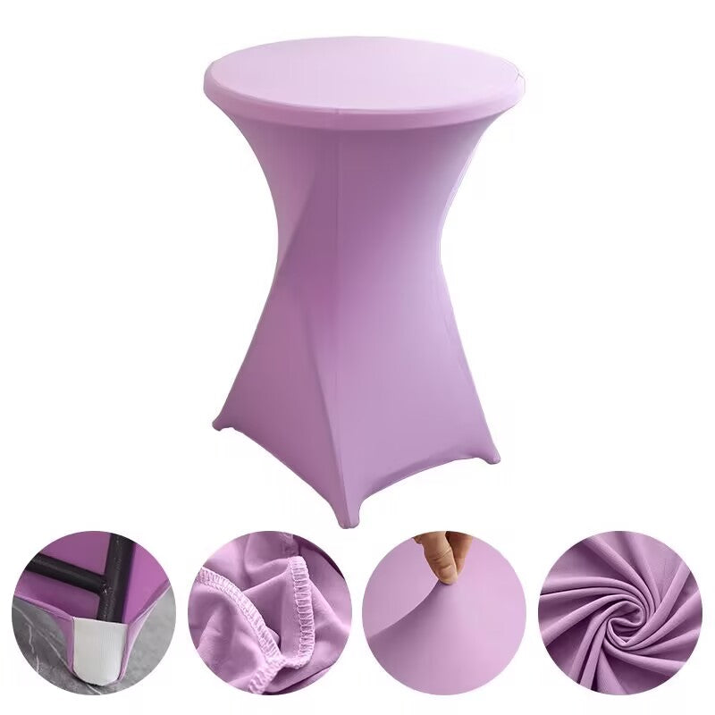 Cocktail High Top Table Covers Fitted Spandex Round Cocktail Tablecloth for Bar Height Standing Table Cloths Reusable, for Party Wedding Banquet Event Decorations