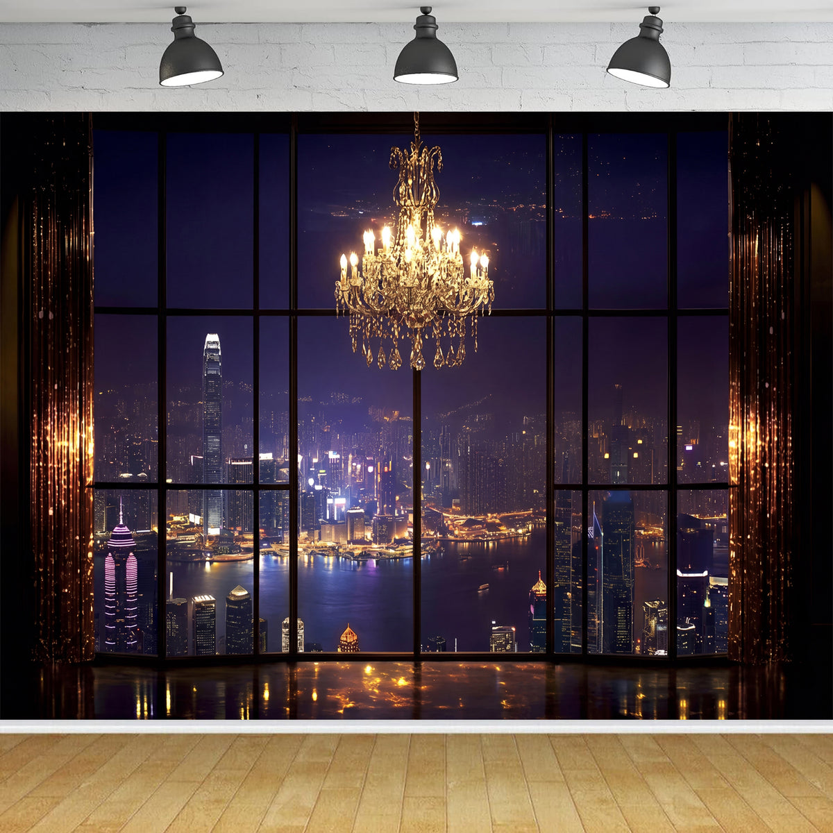Custom Cityscape Night View Photo Backdrop