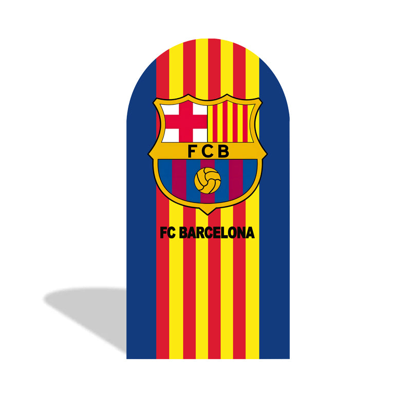 Custom SFC Barcelona Arch Photo Backdrop Double Side Elastic Cover Cylinder Plinth Covers