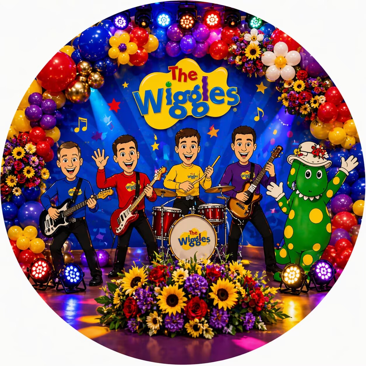 Custom The Wiggles Round Backdrop Photo Circle Background Cylinder Plinth Covers
