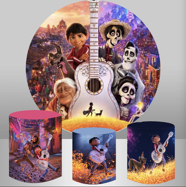 Custom Coco Round Photo Backdrop Cylinder Plinth Covers