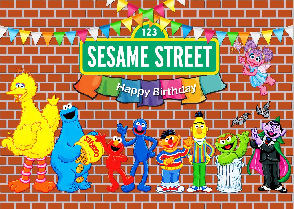 Custom Name Sesame Street Photo Backdrop Banner for Birthday