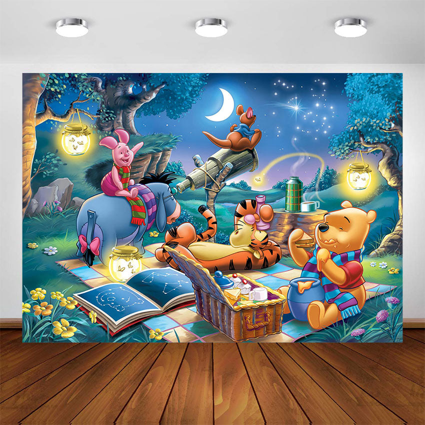 Custom Winnie the Pooh Photo Backdrop Banner for Birthday Party