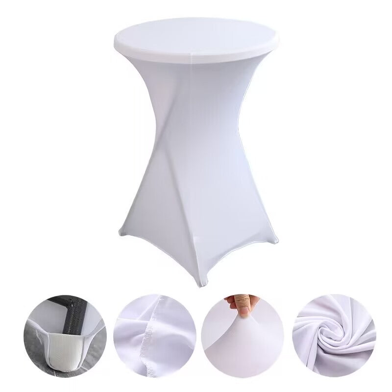 Cocktail High Top Table Covers Fitted Spandex Round Cocktail Tablecloth for Bar Height Standing Table Cloths Reusable, for Party Wedding Banquet Event Decorations