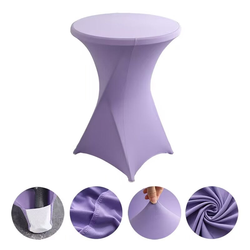 Cocktail High Top Table Covers Fitted Spandex Round Cocktail Tablecloth for Bar Height Standing Table Cloths Reusable, for Party Wedding Banquet Event Decorations