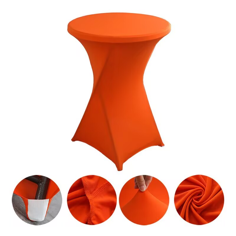 Cocktail High Top Table Covers Fitted Spandex Round Cocktail Tablecloth for Bar Height Standing Table Cloths Reusable, for Party Wedding Banquet Event Decorations