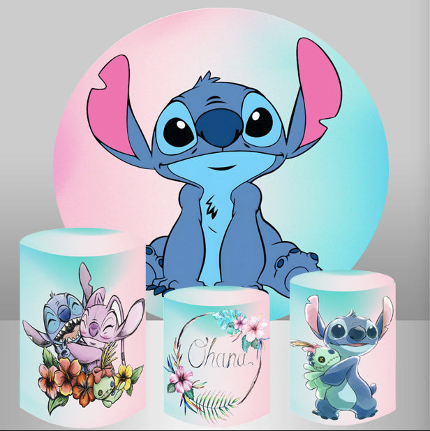 Disney-fondo fotográfico redondo de Lilo & Stitch para niños