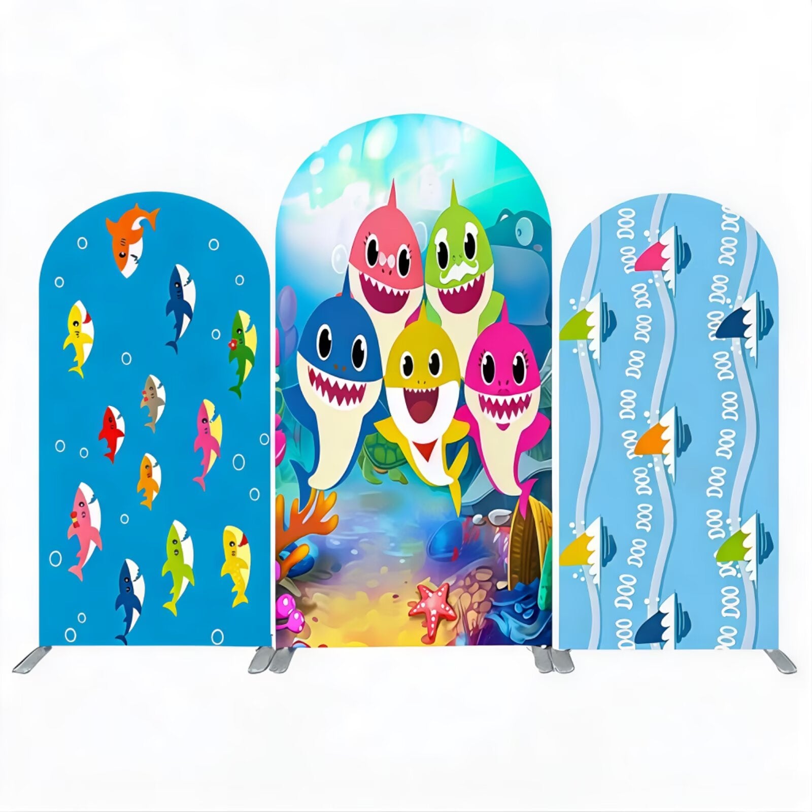 Custom Baby Shark Arch Backdrop Cover Double Sides Elastic Covers