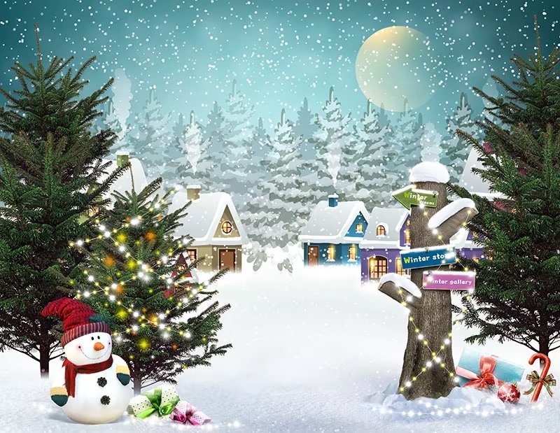 Customize Merry Christmas photo backdrop snowflake photography background winter snowman photo booth props Merry Xmas backdrops for kids