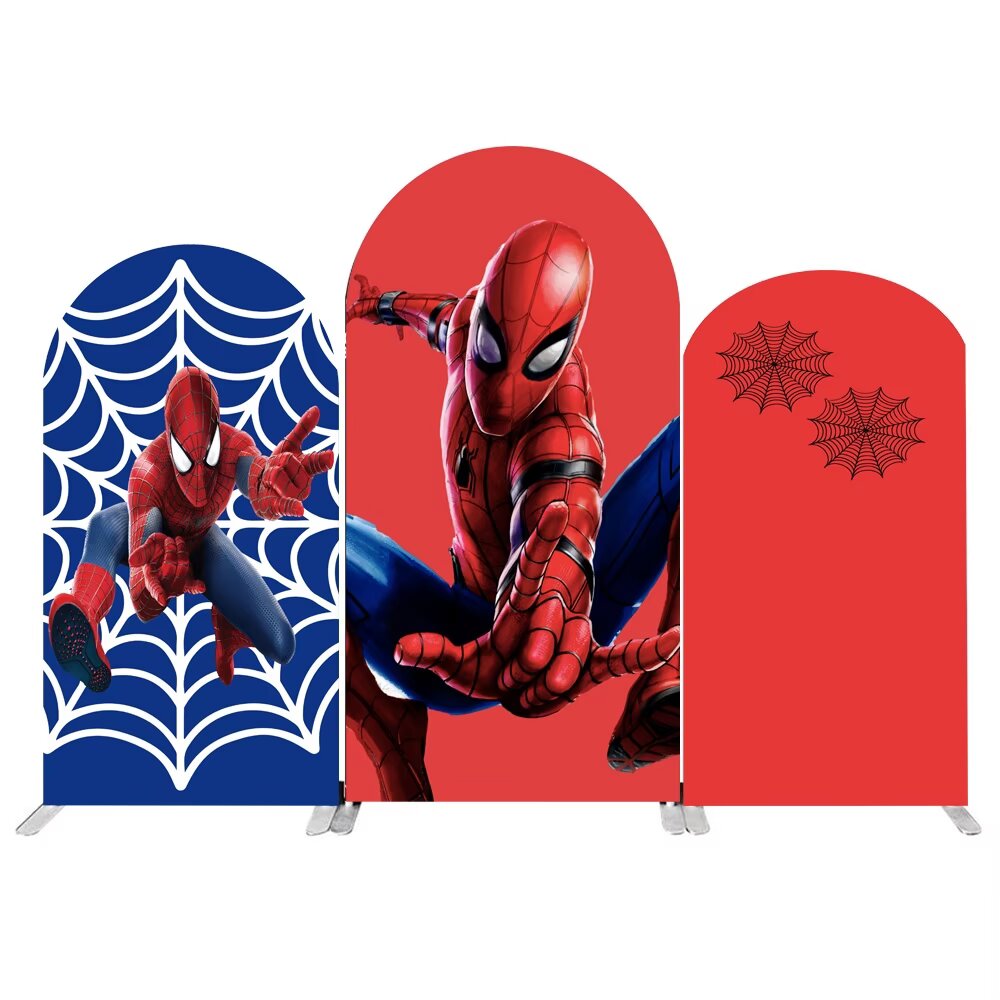 Custom Spider-Man Arch Photo Backdrop Double Side Elastic Cover
