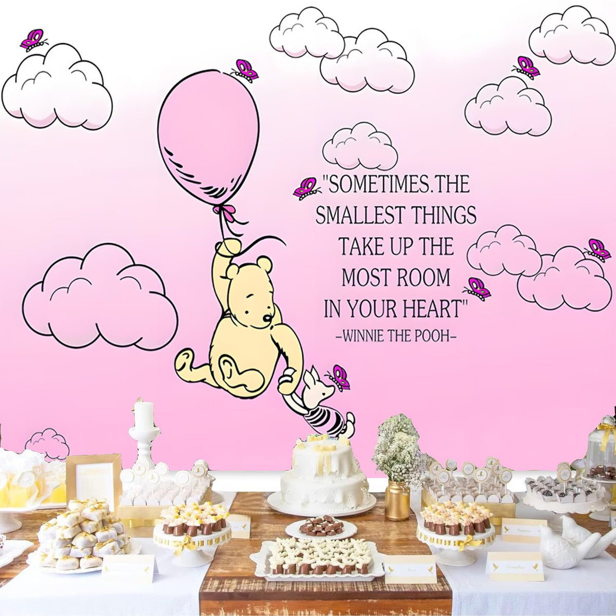 Custom Winnie the Pooh Photo Backdrop Banner for Girl