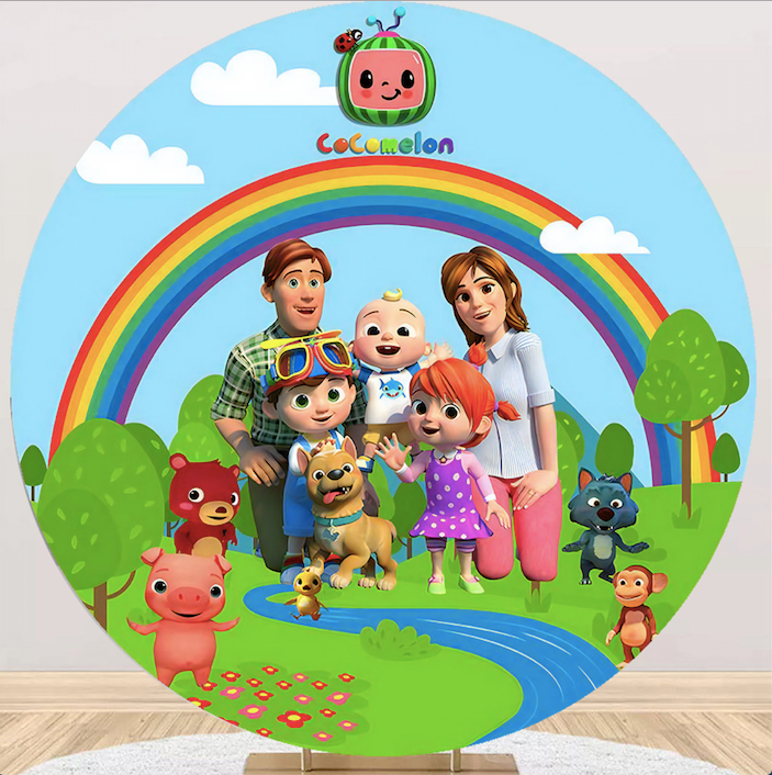 Cocomelon Round Backdrop Rainbow Animal