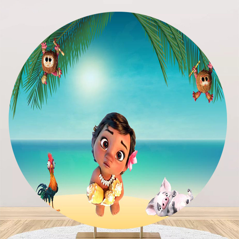 Moana Maui Round Backdrops Ocean Summer Party Circle Background ...