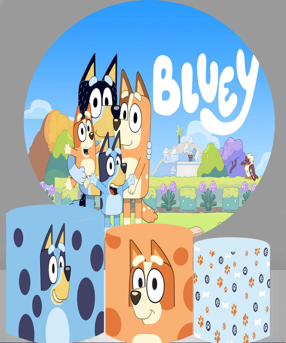 Custom Bluey Round Backdrop Bandit Chilli Bingo Cover