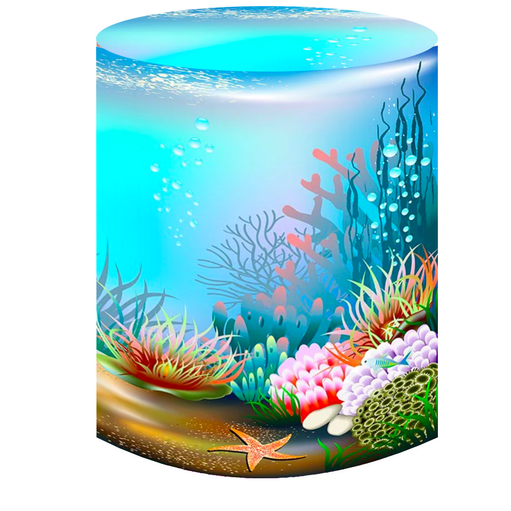 Mermaid Round Backdrops Fish Ocean Circle Background Girls Birthday Party Cylinder Plinth Covers Covers