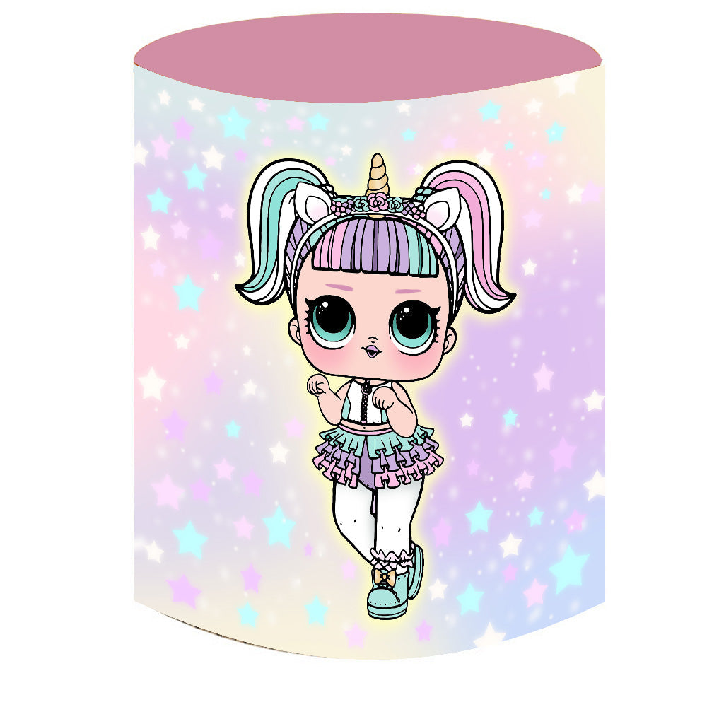 LoL Surprise Round Backdrops Decoration Backdrop Girls Birthday Round Circle Cover Background Cylinder Plinth Covers