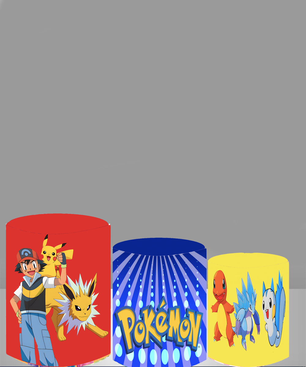 Custom Pokemon Round Backdrop Cover Circle Background Boy Birthday Cylinder Plinth Covers