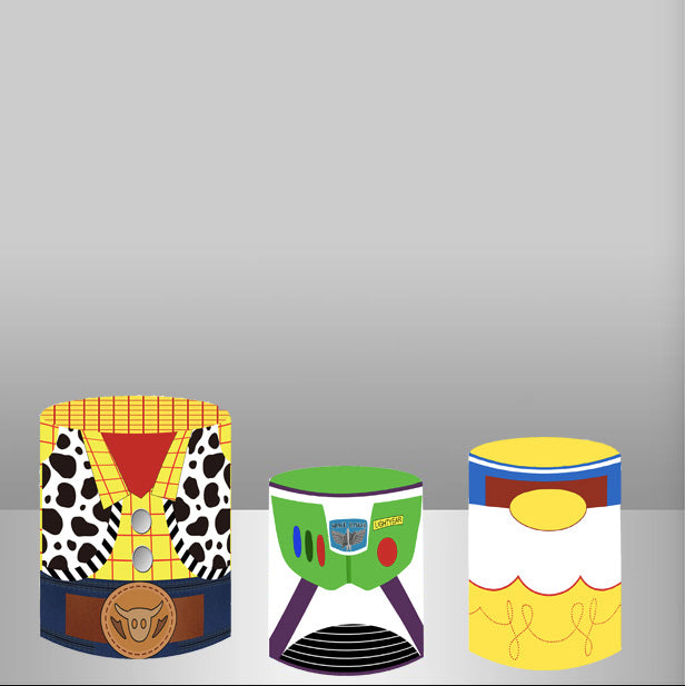 Custom Toy Story Round Backdrop Cover Boys Birthday Cylinder Plinth Covers