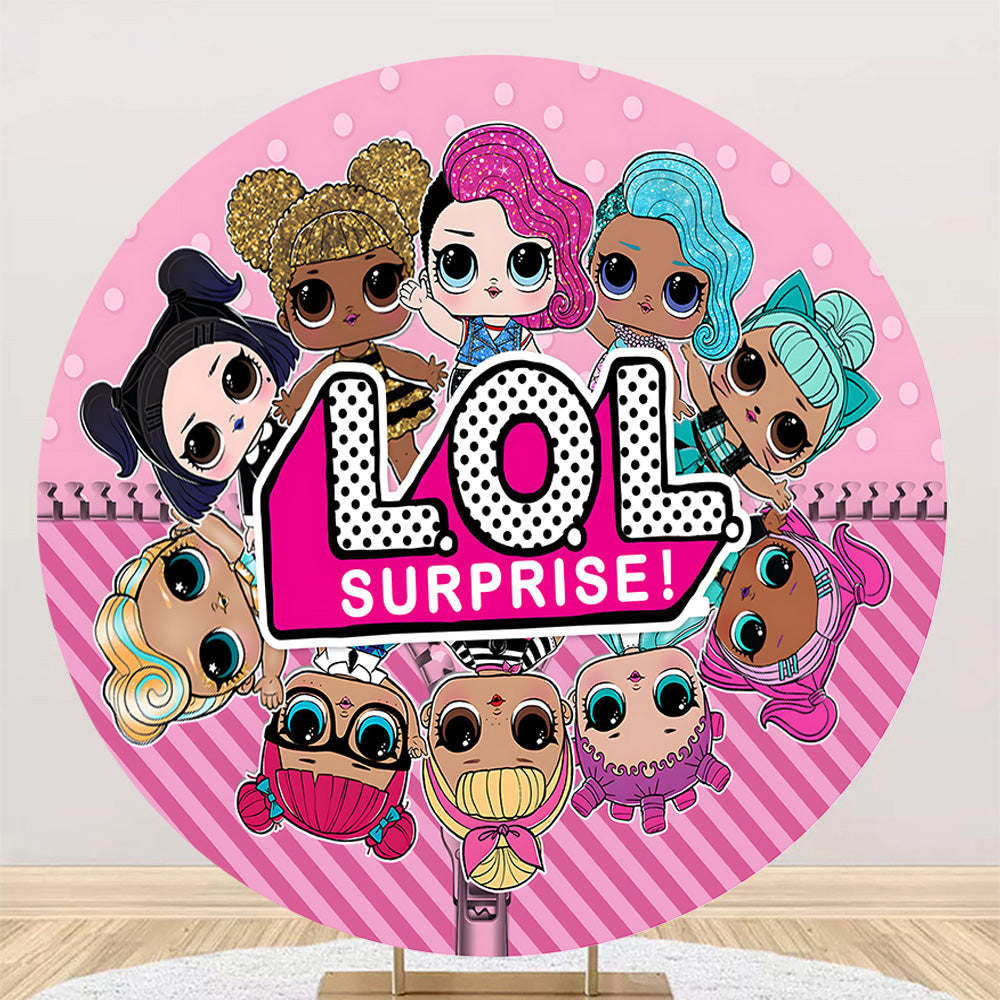 LoL Surprise Round Backdrops Decoration Backdrop Girls Birthday Round Circle Cover Background Cylinder Plinth Covers