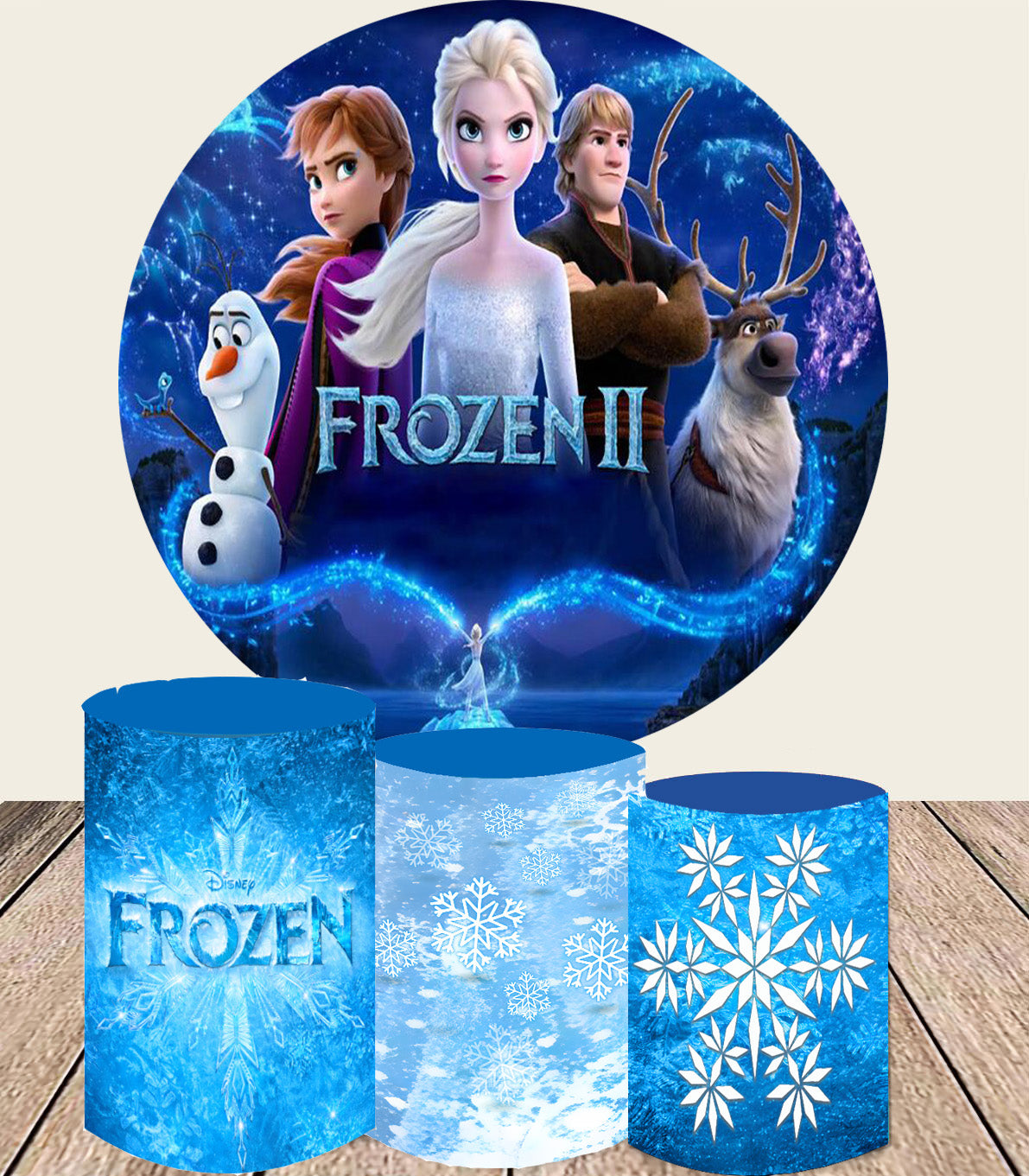 Fondos redondos de dibujos animados personalizados, fondo circular de cumpleaños para niñas, cubiertas de pancartas de Elsa