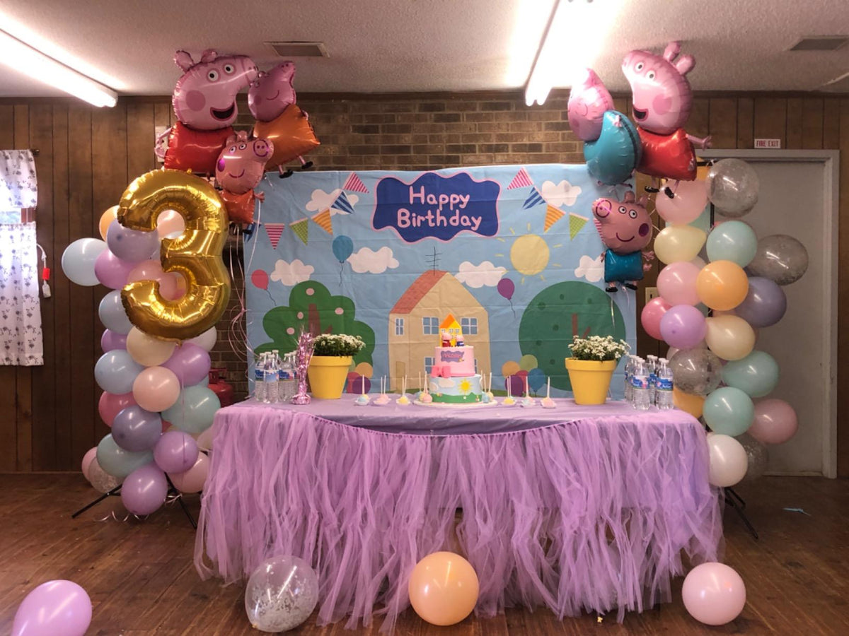 Peppa Pig Photo Backdrop Birthday Photography Studio Backdrop for Baby Shower Newborn Party Photo Booth Props Cake Table Decor Banner