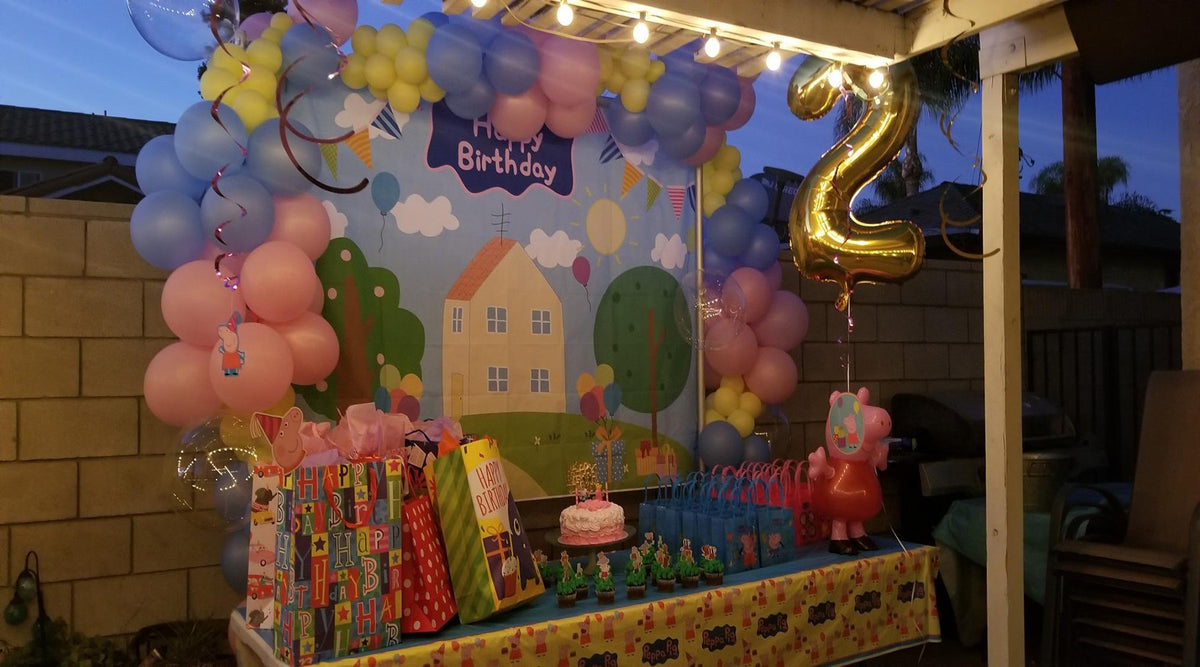 Peppa Pig Photo Backdrop Birthday Photography Studio Backdrop for Baby Shower Newborn Party Photo Booth Props Cake Table Decor Banner