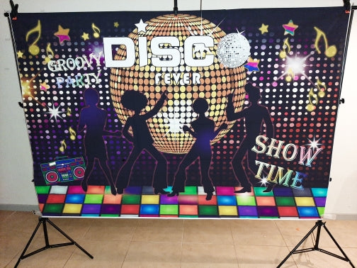 Arrière-plan de fête Disco néon pour adultes, décor de scène, décoration de fête, bannière d'événement d'anniversaire, arrière-plan de Studio Photo de Portrait