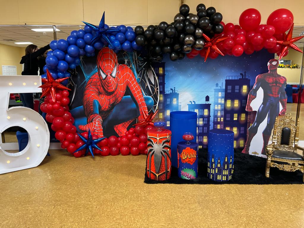 Rideau de toile de fond Spiderman, décoration murale de Super-héros pour  fête d'anniversaire pour