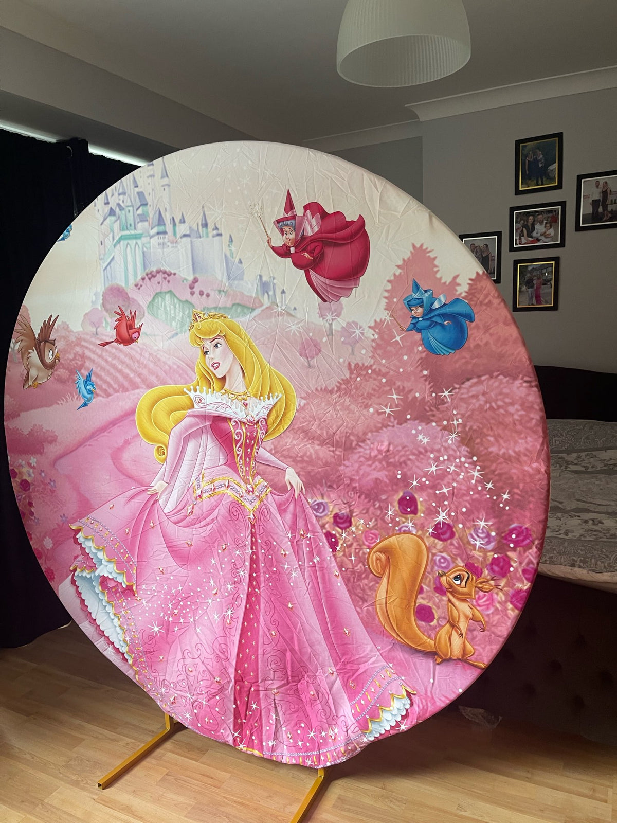 Disney Princess Party Background Decors Round Shape Girls Birthday Circle Photo Backdrop
