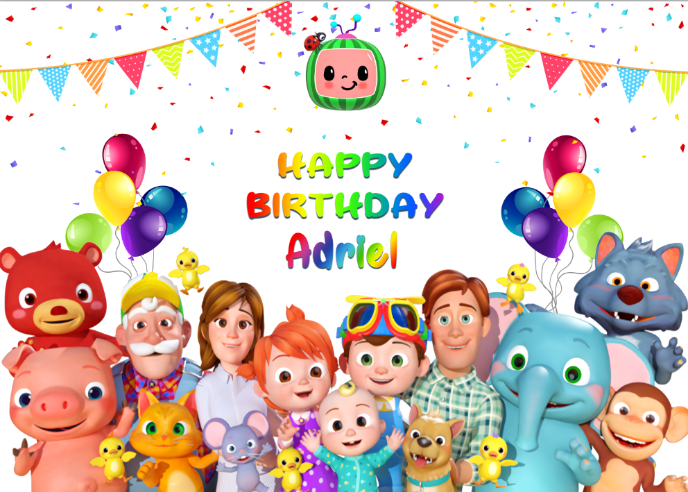 Cocomelon Theme Birthday Party Backdrop Kids Cocomelon Party ...