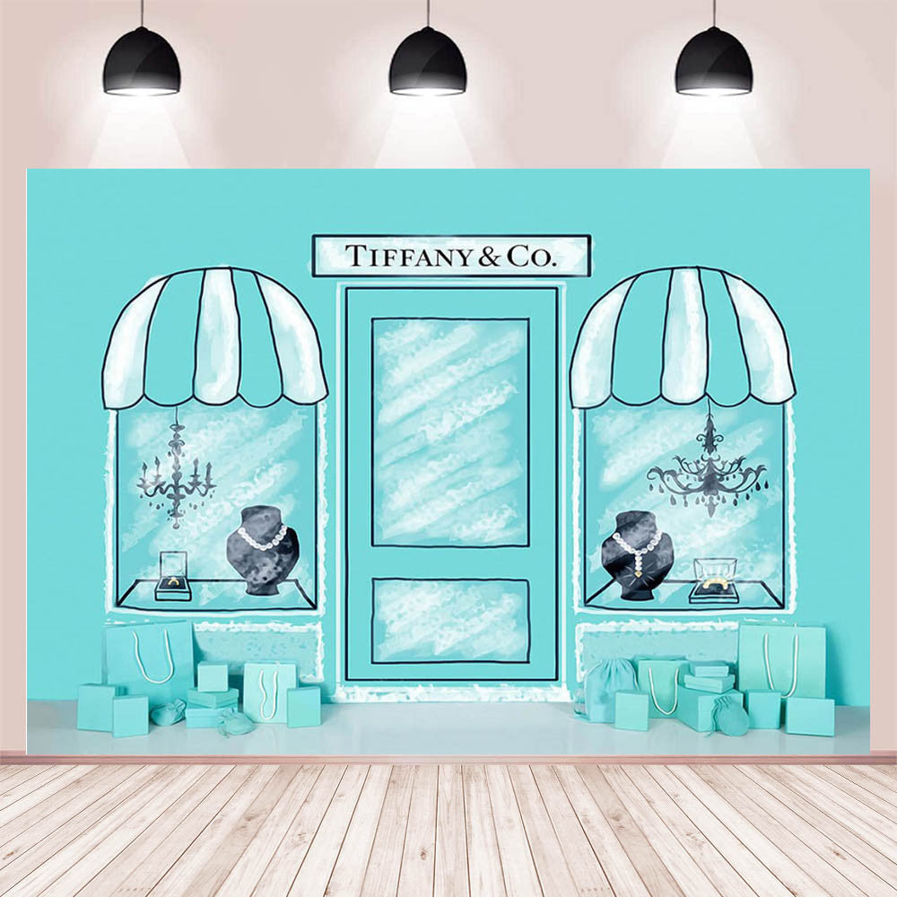 Customize Aqua Jewelry Store Gift Photo Backdrop Banner for Event