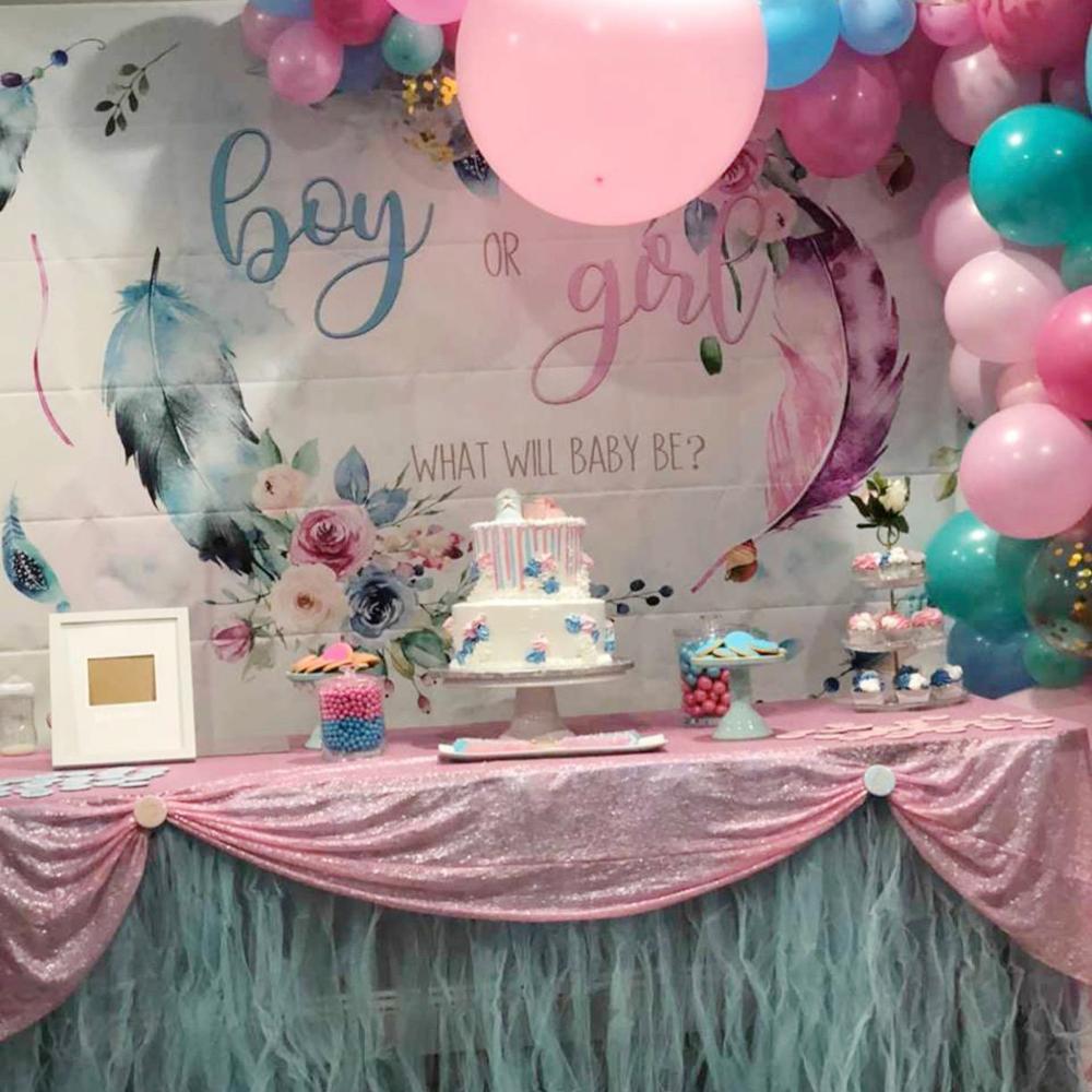 Photo Backdrop Boy or Girl Gender Reveal Party Backdrop Pink Blue Feat –  dreamybackdrop