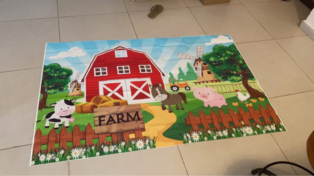 Cartoon Farm Theme Barn Domestic Animals Rustic Happy Birthday Banner Photo Background Child Party Decoration Banner Backdrops for Photography