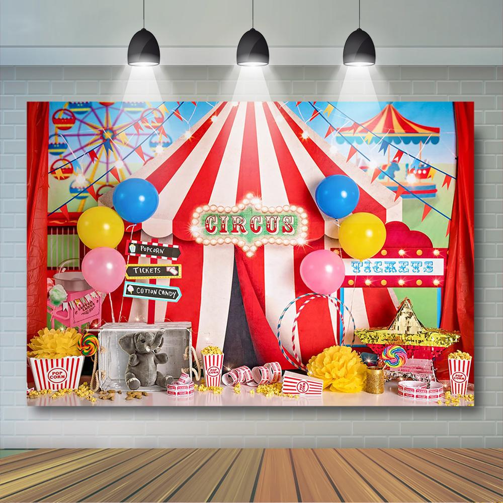  Decoración de fondo de fiesta temática de circo, decoración de  cumpleaños de bebé recién nacido, circo, carnaval, payaso, espectáculo de  juego, retrato de niños, fotografía, fondo de vinilo W20 7x5ft/2.1x1.5m 