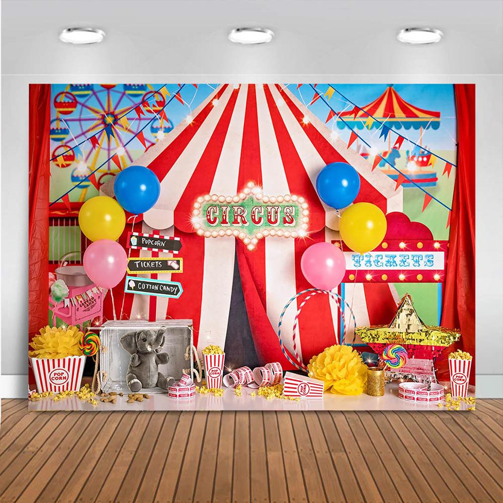 Circus Time-Newborn Baby Kids Portrait Backdrops Circus Carnival Baby Shower Birthday Party Decor Cake Smash Photography Studio